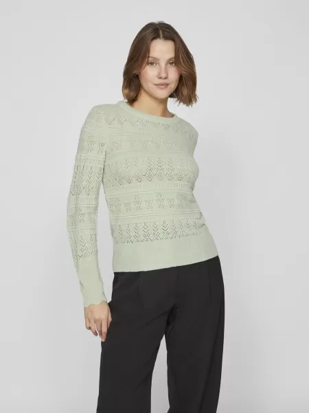 Cameo Green Topper Og T-Skjorter Dame Detaljert Strikket Pullover Vila