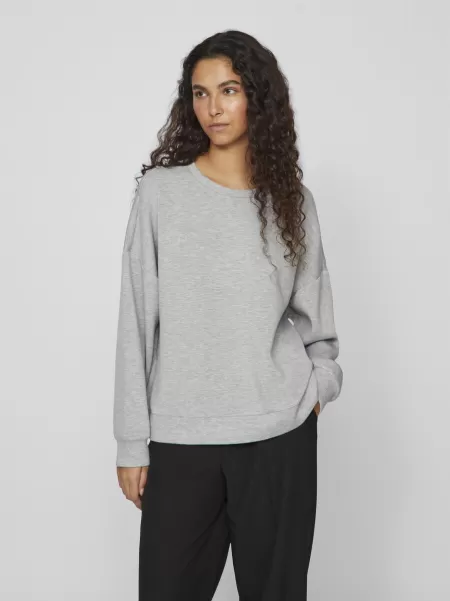 Light Grey Melange Vila Topper Og T-Skjorter Oversized Sweatshirt Dame