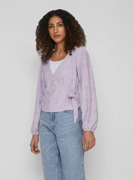 Vila Langermet Topp Med Omslag Dame Topper Og T-Skjorter Pastel Lilac