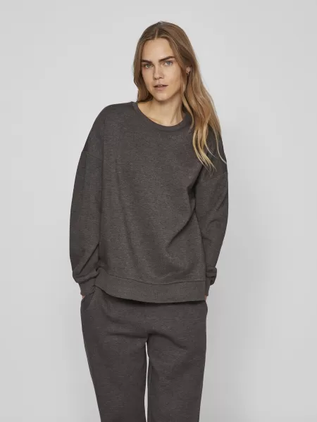 Topper Og T-Skjorter Dame Vila Enkel Sweatshirt Dark Grey