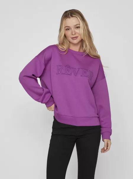 Rund Hals Sweatshirt Vila Cattleya Orchid Dame Topper Og T-Skjorter