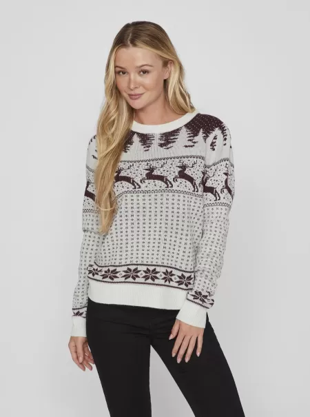 Strikkeplagg Snow White Dame Vila Jule Strikket Pullover