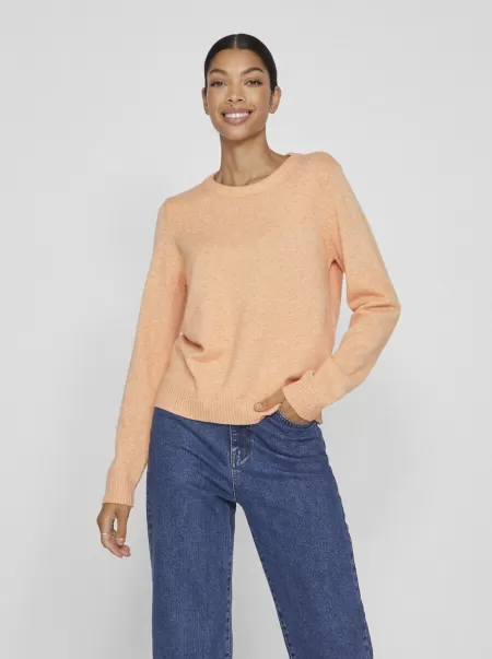 Vila Strikkeplagg O-Hals Strikket Pullover Shell Coral Dame