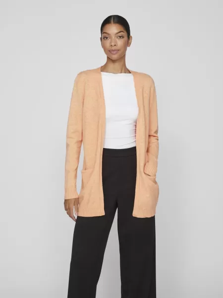 Dame Basic Strikket Cardigan Strikkeplagg Shell Coral Vila