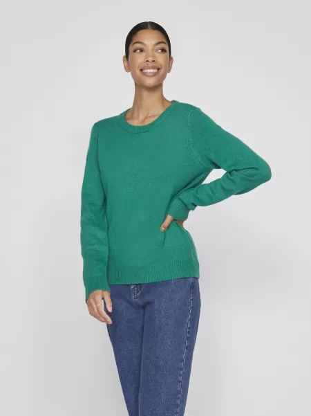 Strikkeplagg Ultramarine Green Vila O-Hals Strikket Pullover Dame