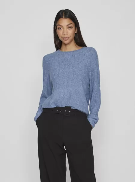 Coronet Blue Vila Strikkeplagg Basic Strikket Pullover Dame