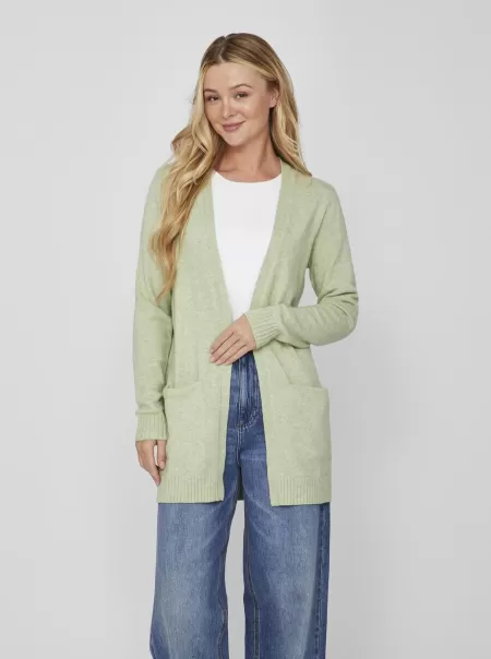 Vila Basic Strikket Cardigan Swamp Dame Strikkeplagg