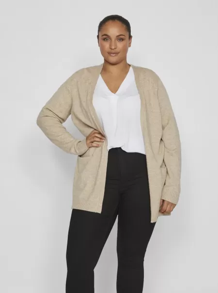 Vila Dame Curve – Åpen Front Cardigan Natural Melange Strikkeplagg