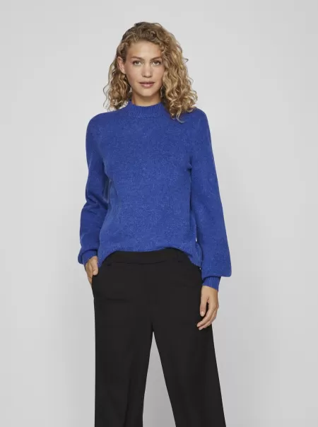 Strikkeplagg Ballongermet Strikket Pullover Vila Mazarine Blue Dame