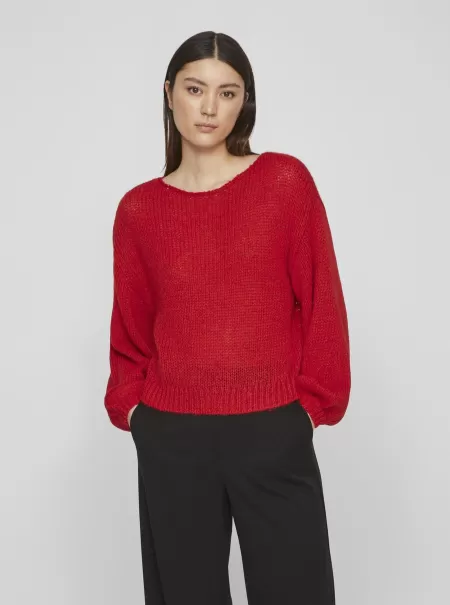 Ballongermet Strikket Pullover Barbados Cherry Dame Vila Strikkeplagg