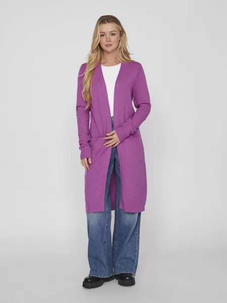 Lang Strikket Cardigan Dame Cattleya Orchid Strikkeplagg Vila