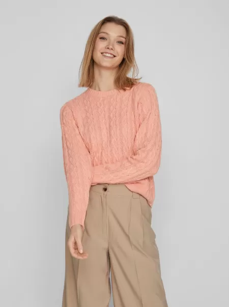 Strikkeplagg Dame Vila Coral Cloud Kabel Strikket Pullover