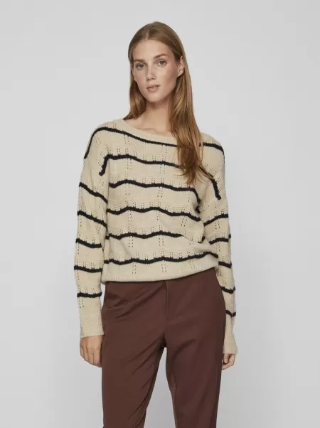 Glitter Strikket Pullover Natural Melange Strikkeplagg Vila Dame