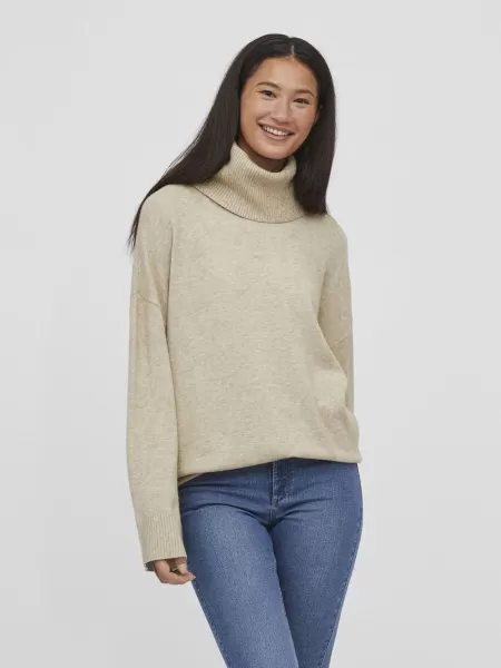 Dame Strikkeplagg Vila Natural Melange Oversized Strikket Pullover