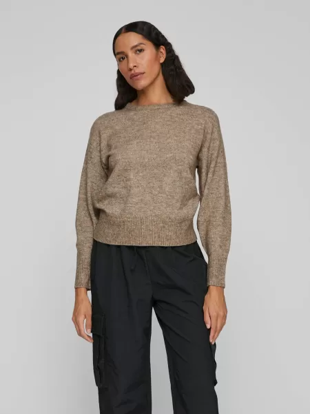 Dame Walnut Vila Basic Strikket Pullover Strikkeplagg