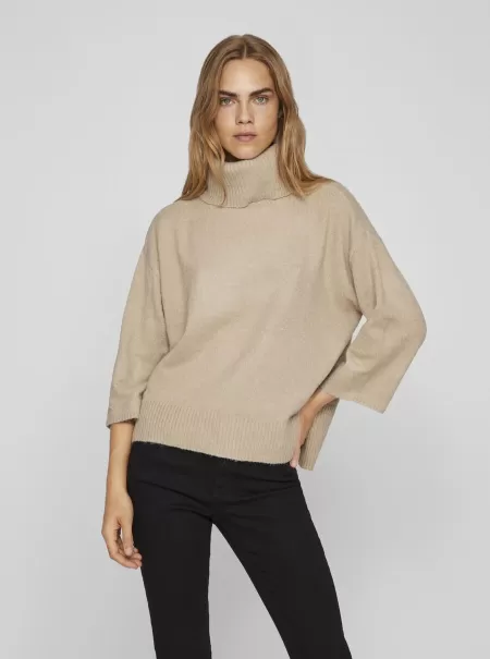 Dame Natural Melange Vila Strikkeplagg Rullekrage Strikket Pullover