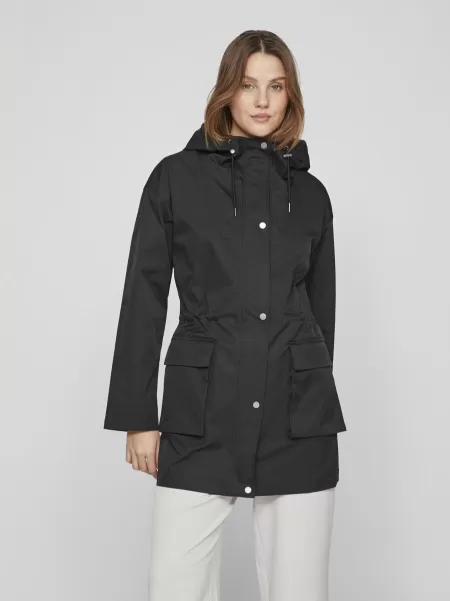 Vila Yttertøy Hette Parkas Jakke Dame Black Beauty