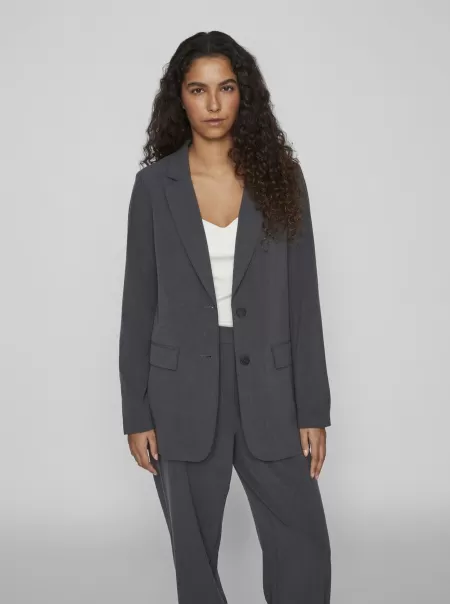 Løs Passform Blazer Dark Grey Melange Dame Blazere Og Dresser Vila