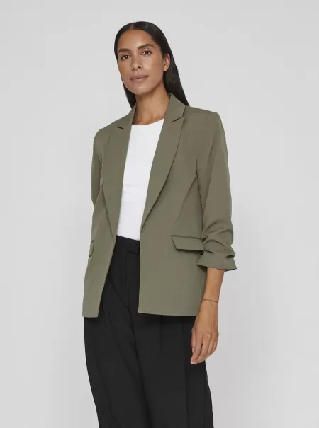 3/4-Ermet Blazer Dame Vila Blazere Og Dresser Dusty Olive