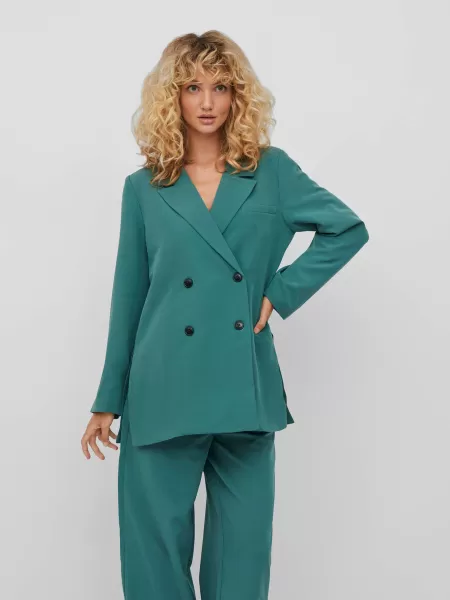 Mallard Green Vila Lang Dobbeltspent Blazer Dame Blazere Og Dresser