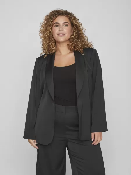 Dame Black Vila Curve – Knyting I Midjen Blazer Blazere Og Dresser