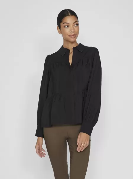 Vila Skjorter Black Dame Peplum Skjorte