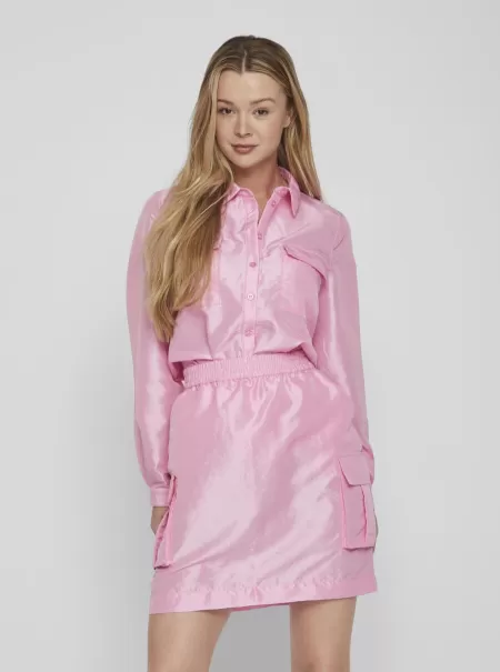 Begonia Pink Vila Skinnende Skjorte Dame Skjorter