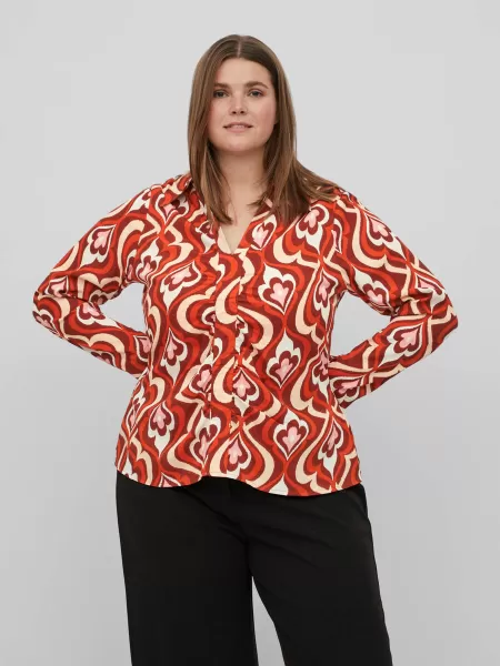 Fired Brick Dame Vila Curve – Printet Skjorte Skjorter