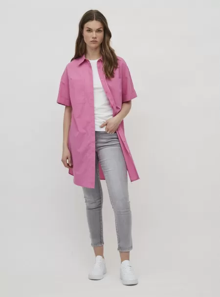 Dame Vila Lang Kortermet Skjorte Fuchsia Pink Skjorter