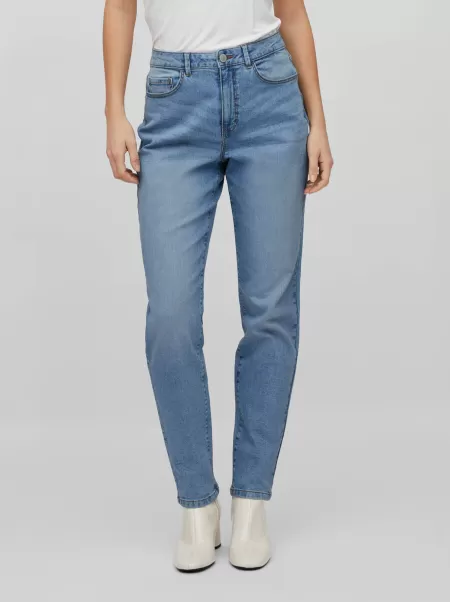 Høy Midje Mom Jeans Jeans Vila Dame Light Blue Denim